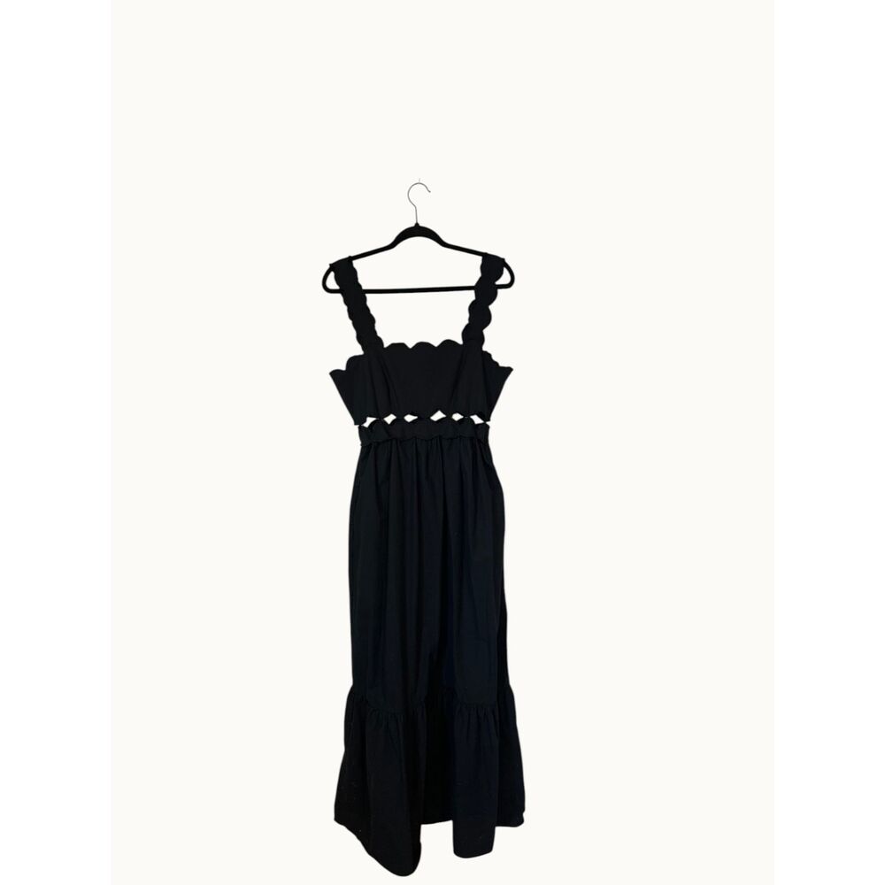 Beach Riot Campbell Dress Black Scalloped Cutout Maxi Size L NWOT